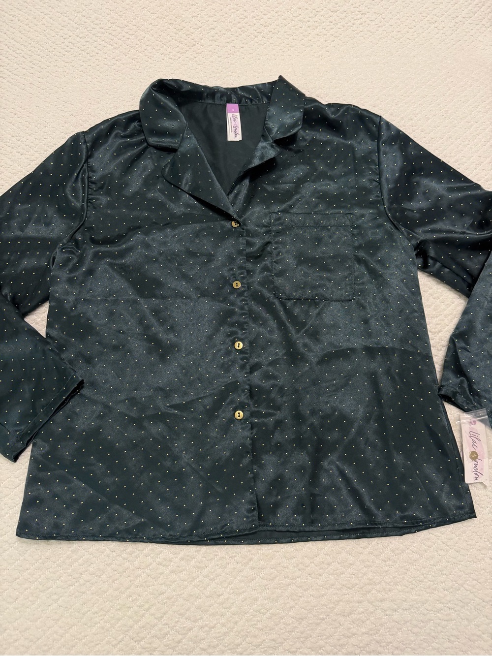 Lilac+London Satin Button-Down Pajama Top & Pajama Shorts Women’s Size Medium - Picture 8 of 13